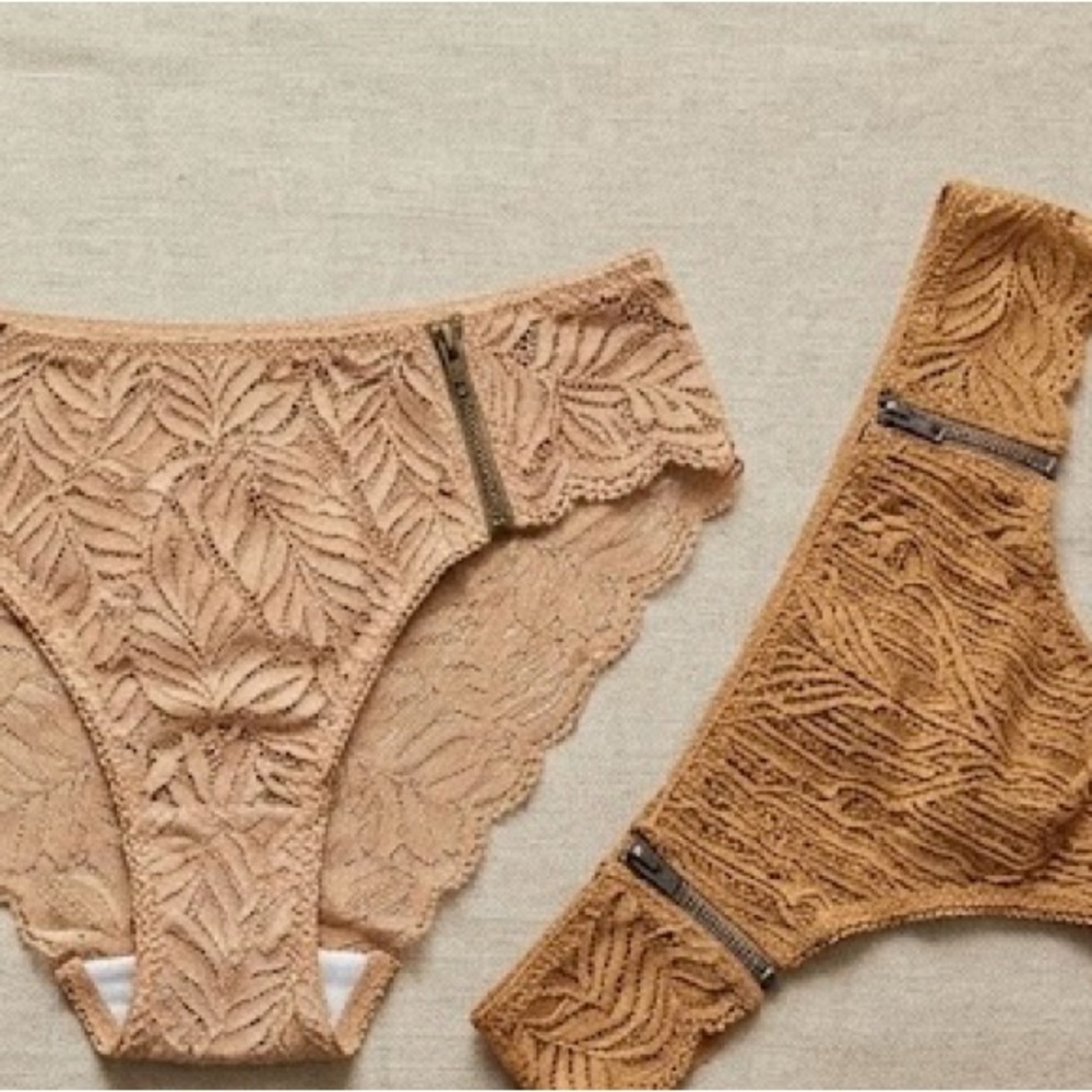Leaf Lace Bikini Underwear in Nude, Tan & Light Peach. A bundle of 3 for $12.
